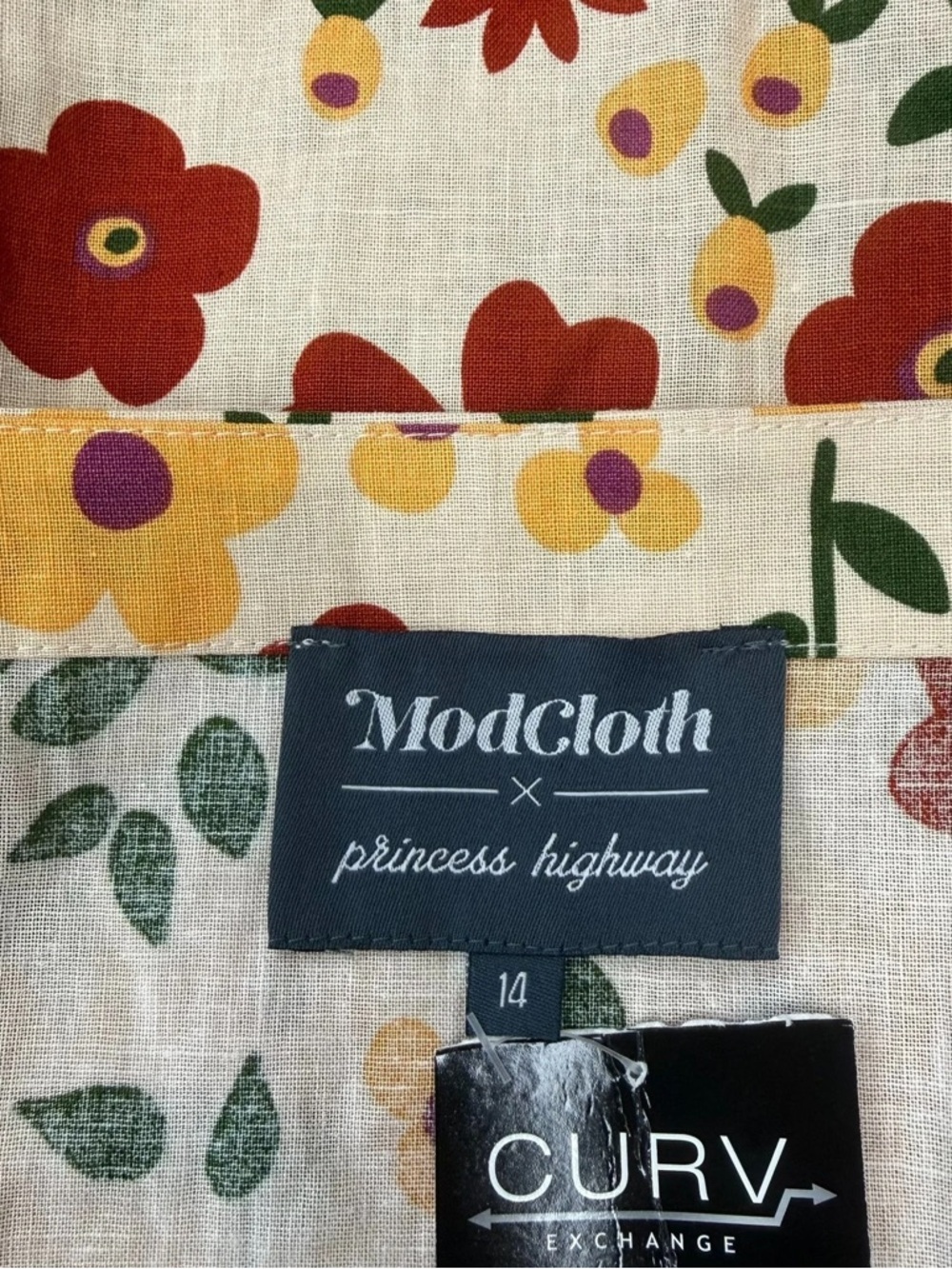 ModCloth X Princess Highway Cream Floral Button-Front Mini Dress - Size 14 - Picture 3 of 3